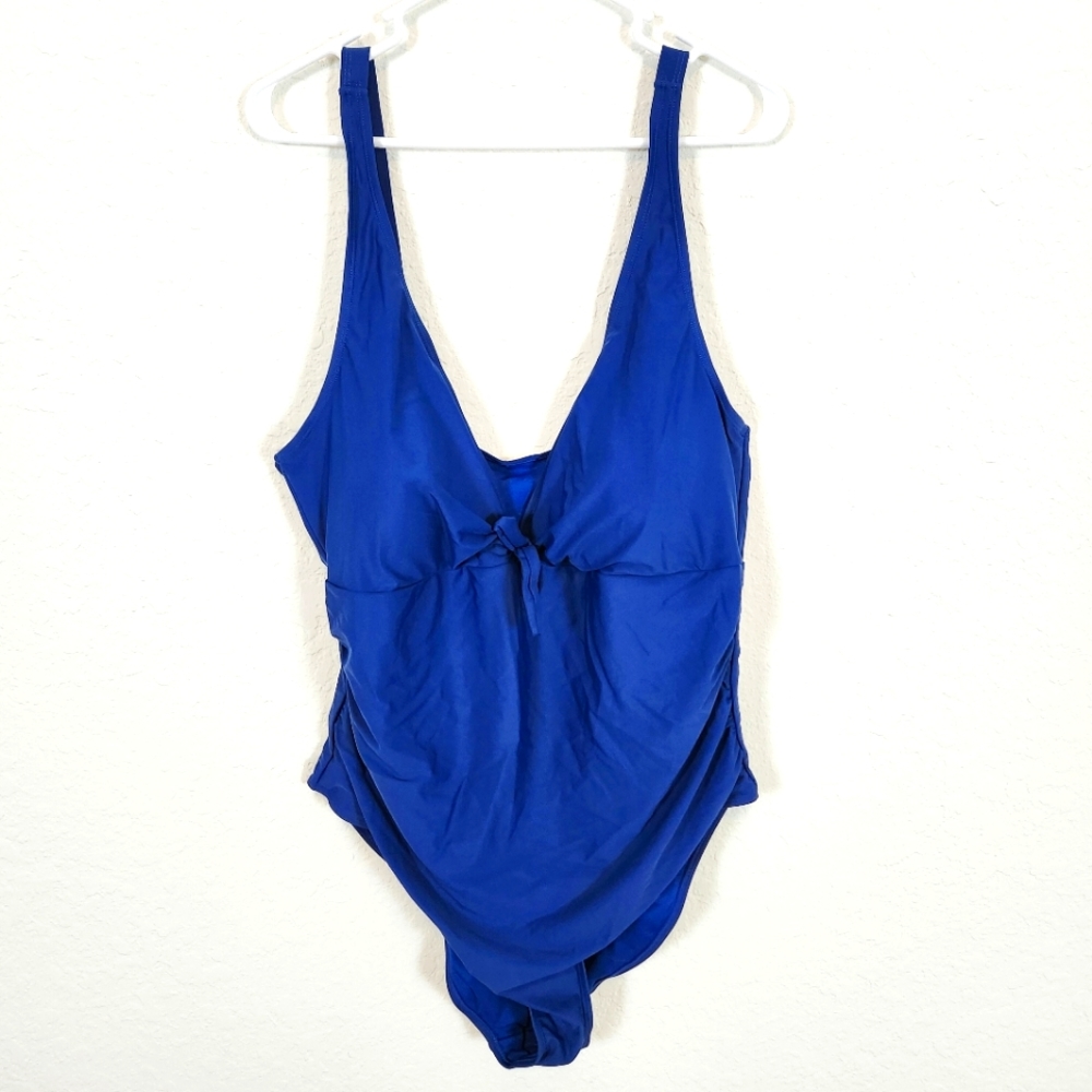 Nicole Miller | NWT 1 Piece Swimsuit with Center Tie True Blue Size 3X